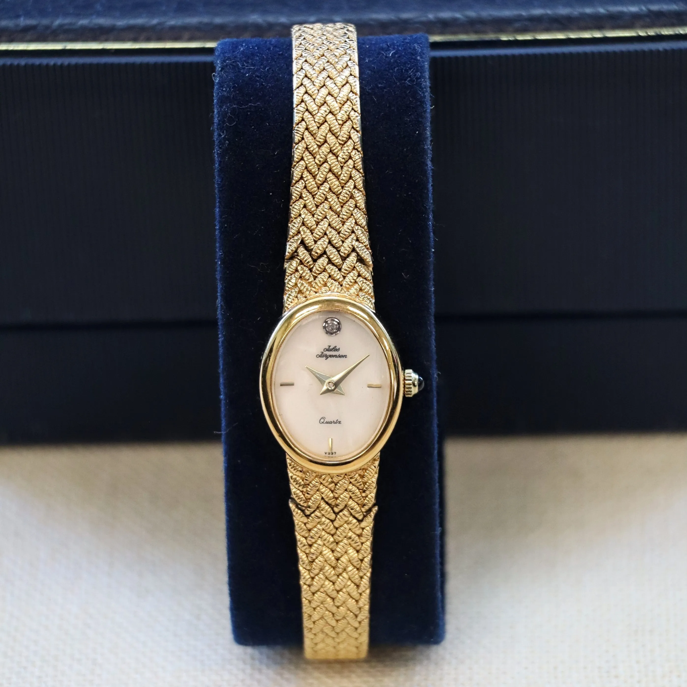 Vintage Jules Jurgensen Ladies Quartz Watch - V237 Integrated Gold Plated Mesh Bracelet. IN BOX!