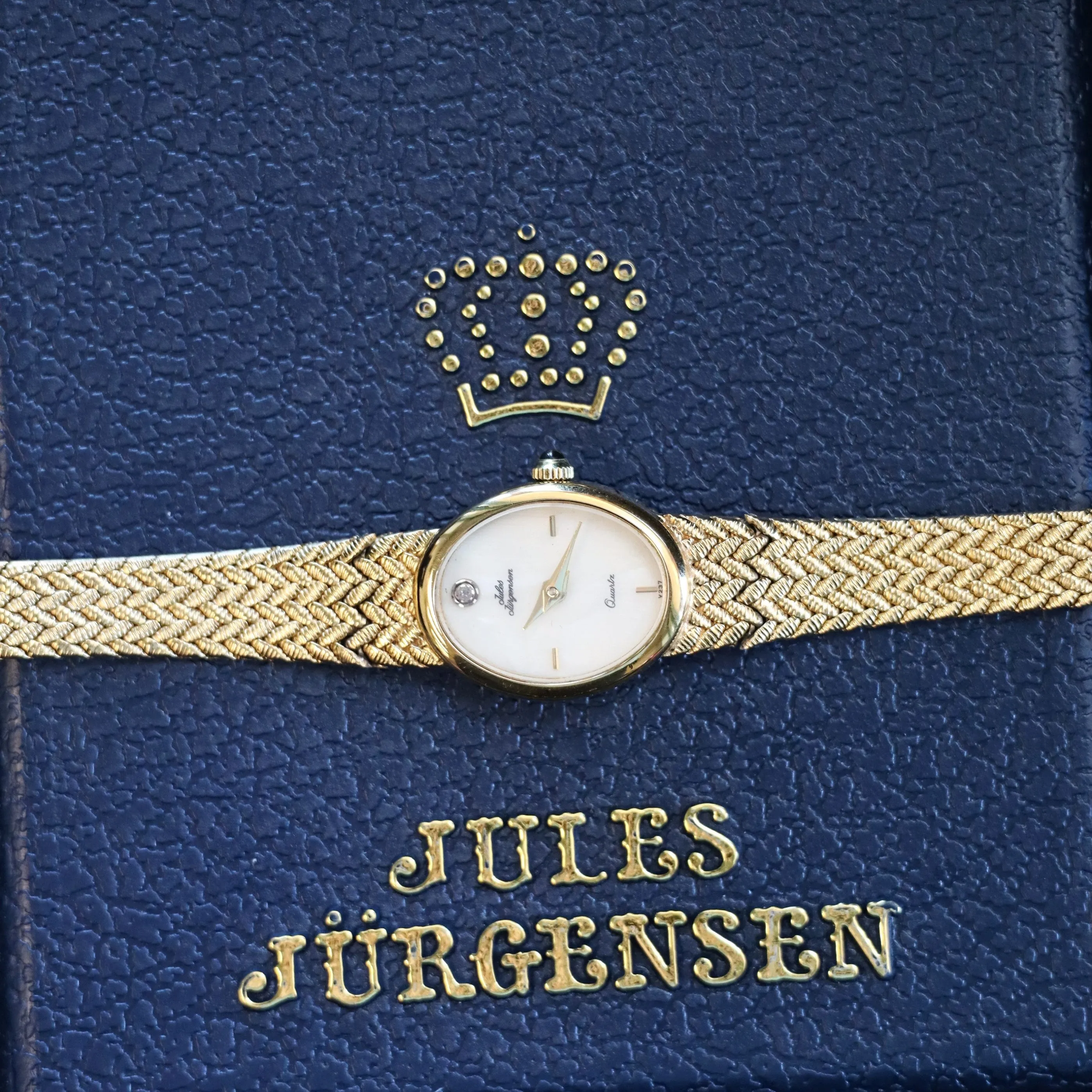 Vintage Jules Jurgensen Ladies Quartz Watch - V237 Integrated Gold Plated Mesh Bracelet. IN BOX!