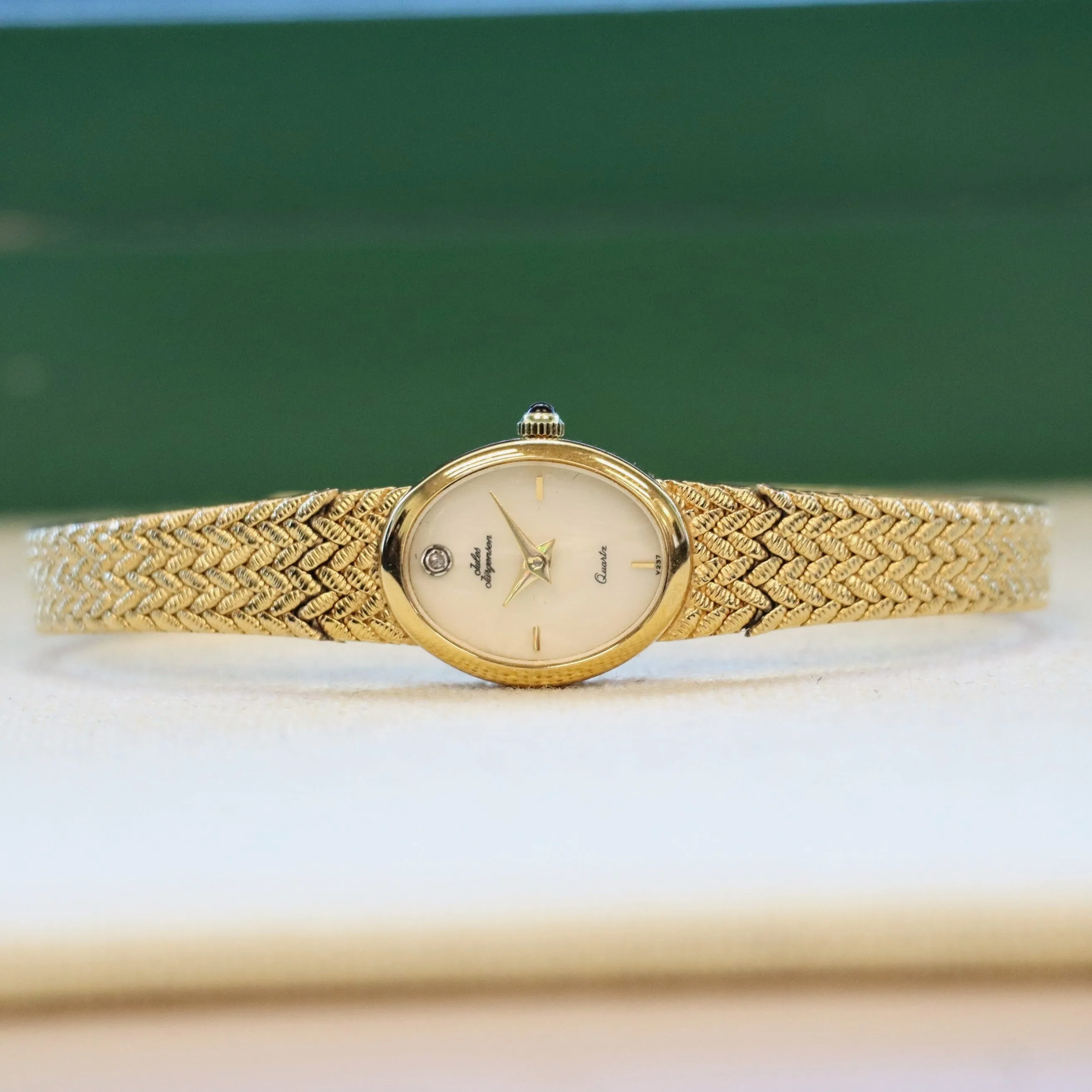 Vintage Jules Jurgensen Ladies Quartz Watch - V237 Integrated Gold Plated Mesh Bracelet. IN BOX!