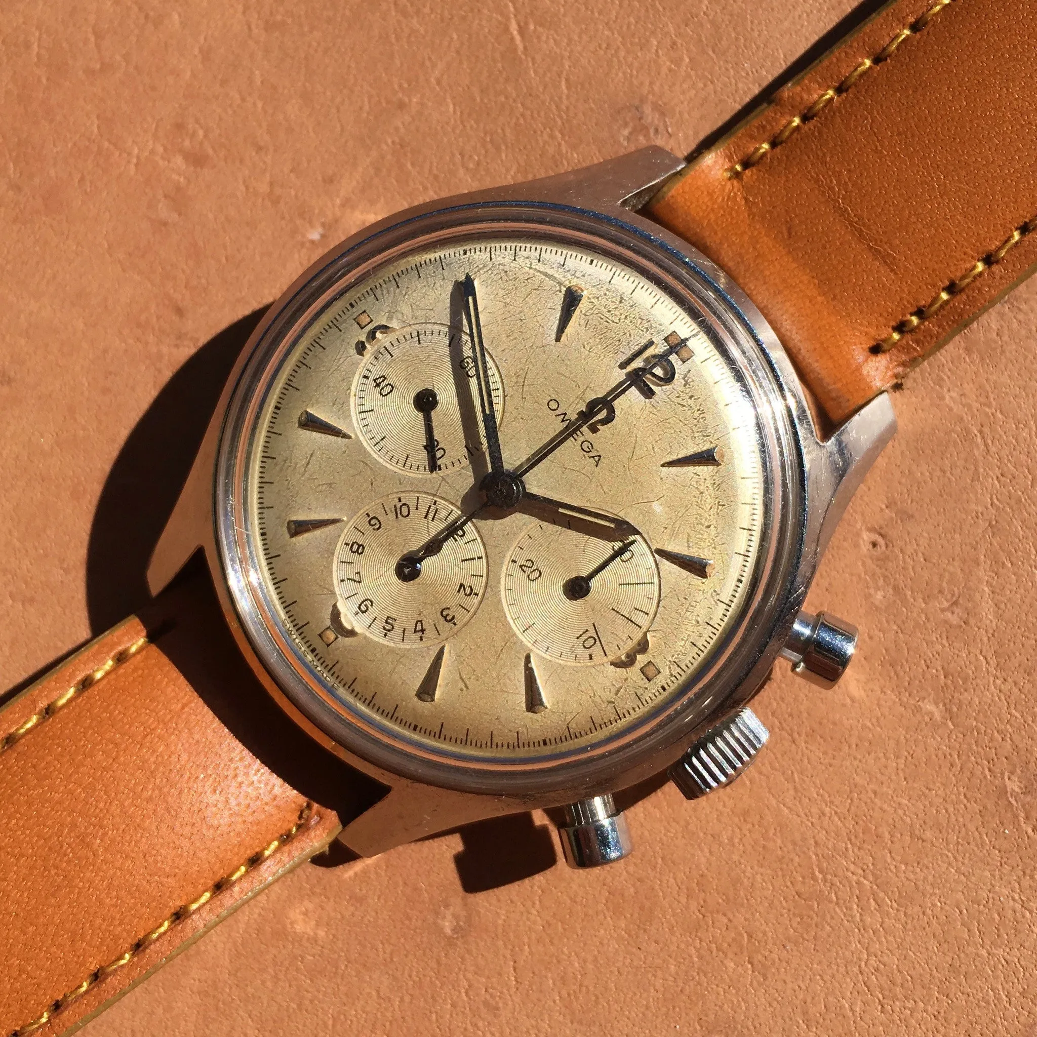Vintage Omega 2451-6 Steel Chronograph Cal. 321 Manual 1950's Wristwatch 35mm