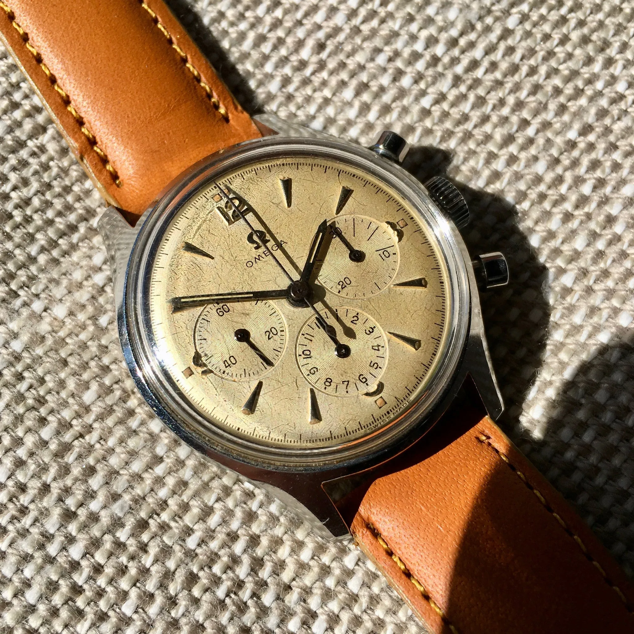 Vintage Omega 2451-6 Steel Chronograph Cal. 321 Manual 1950's Wristwatch 35mm