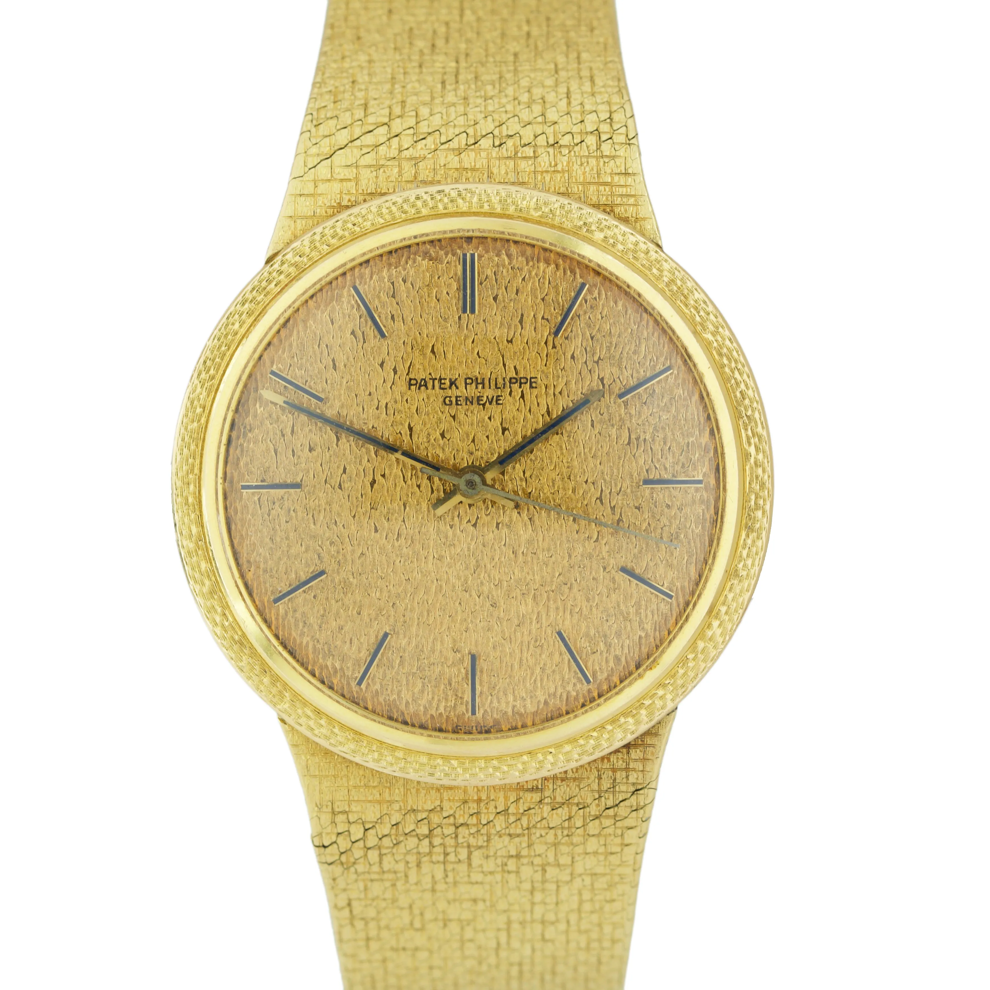 Vintage Patek Philippe Back Wind 35mm Automatic 3569 18K Yellow Gold Mesh Watch