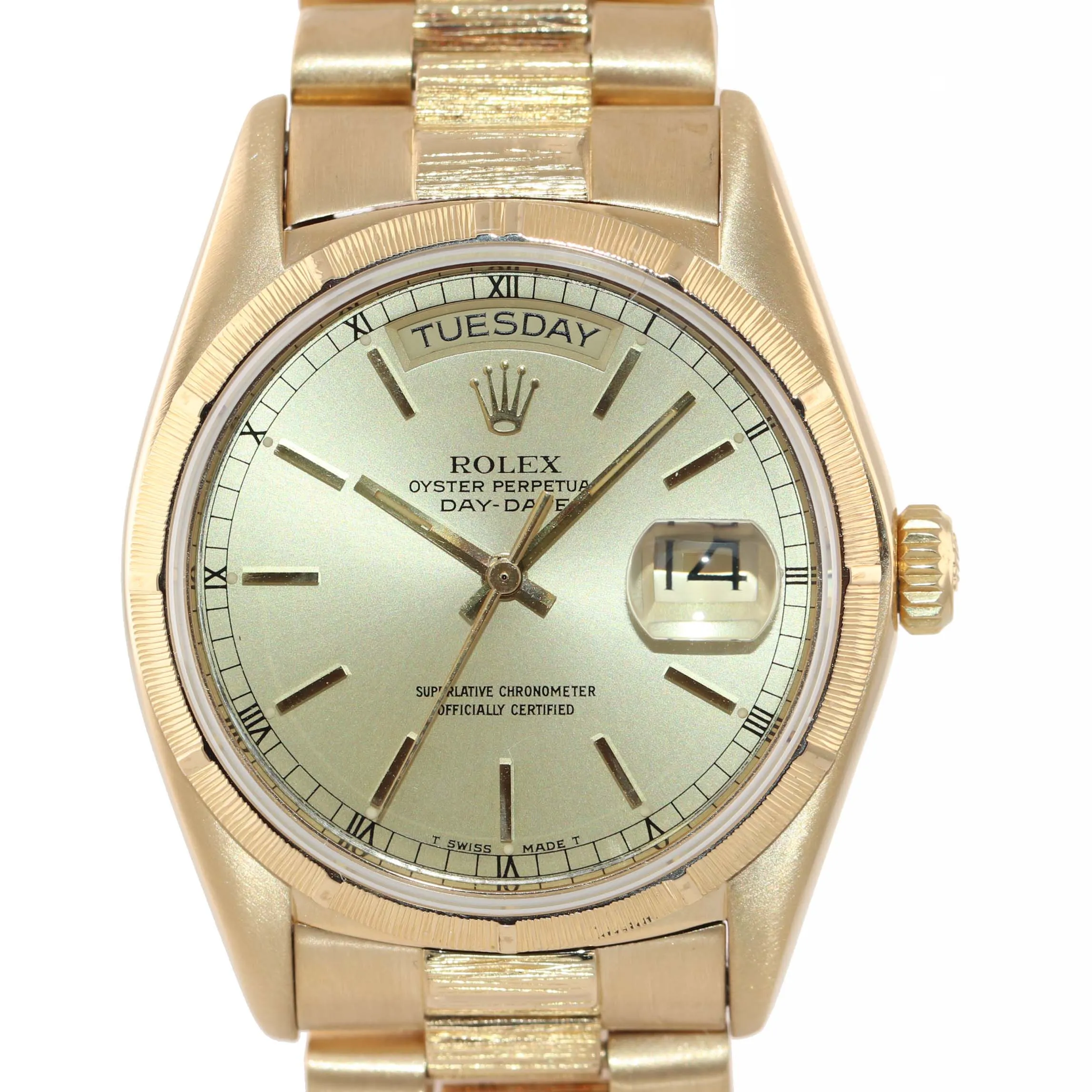 Vintage Rolex Day-Date President 36mm 18078 Bark 18K Yellow Gold Watch 18038