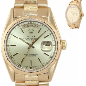 Vintage Rolex Day-Date President 36mm 18078 Bark 18K Yellow Gold Watch 18038