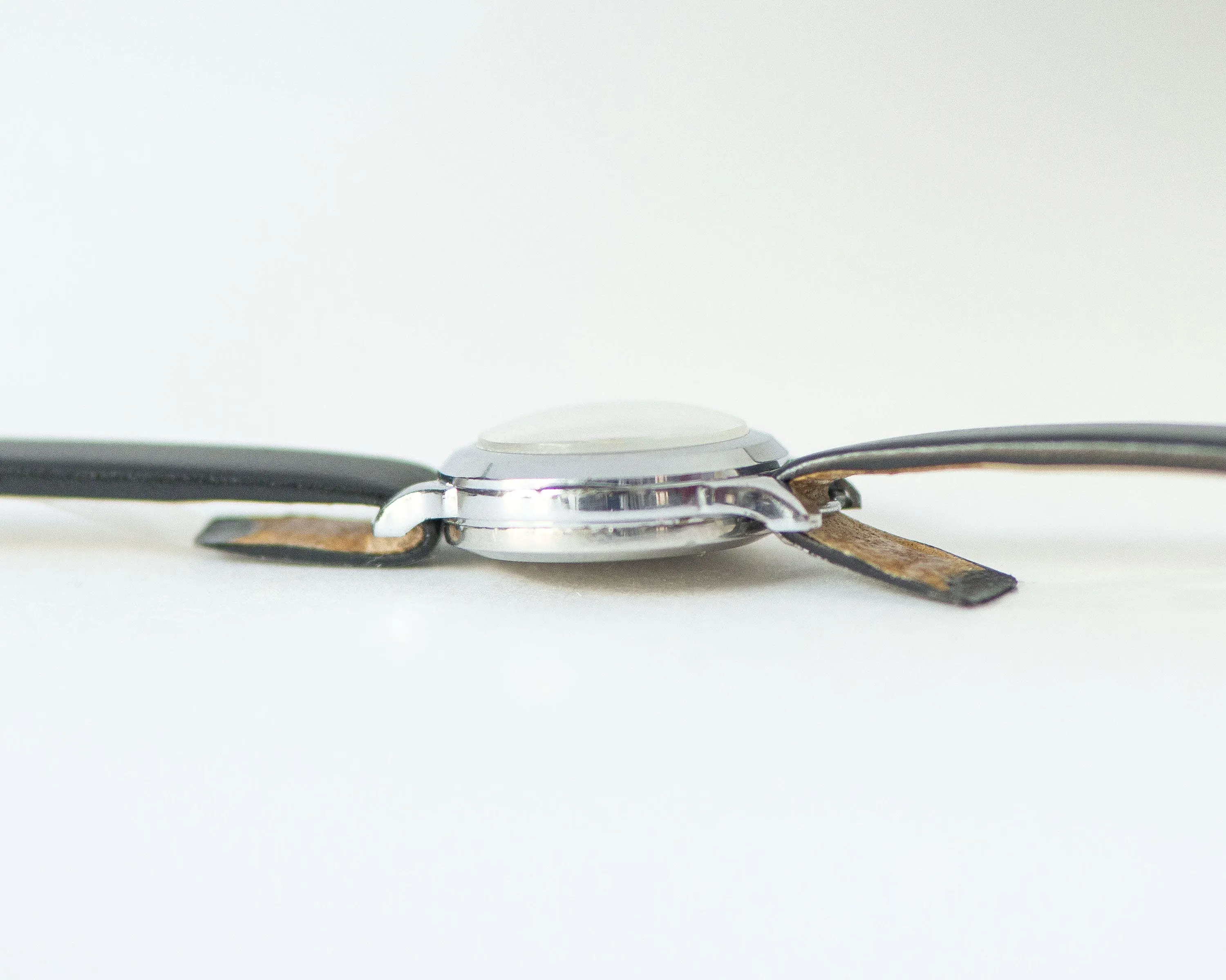 Vintage women watch classic silver shade Seagull, micro lady watch delicate timepiece, petite jewelry her, new premium leather strap