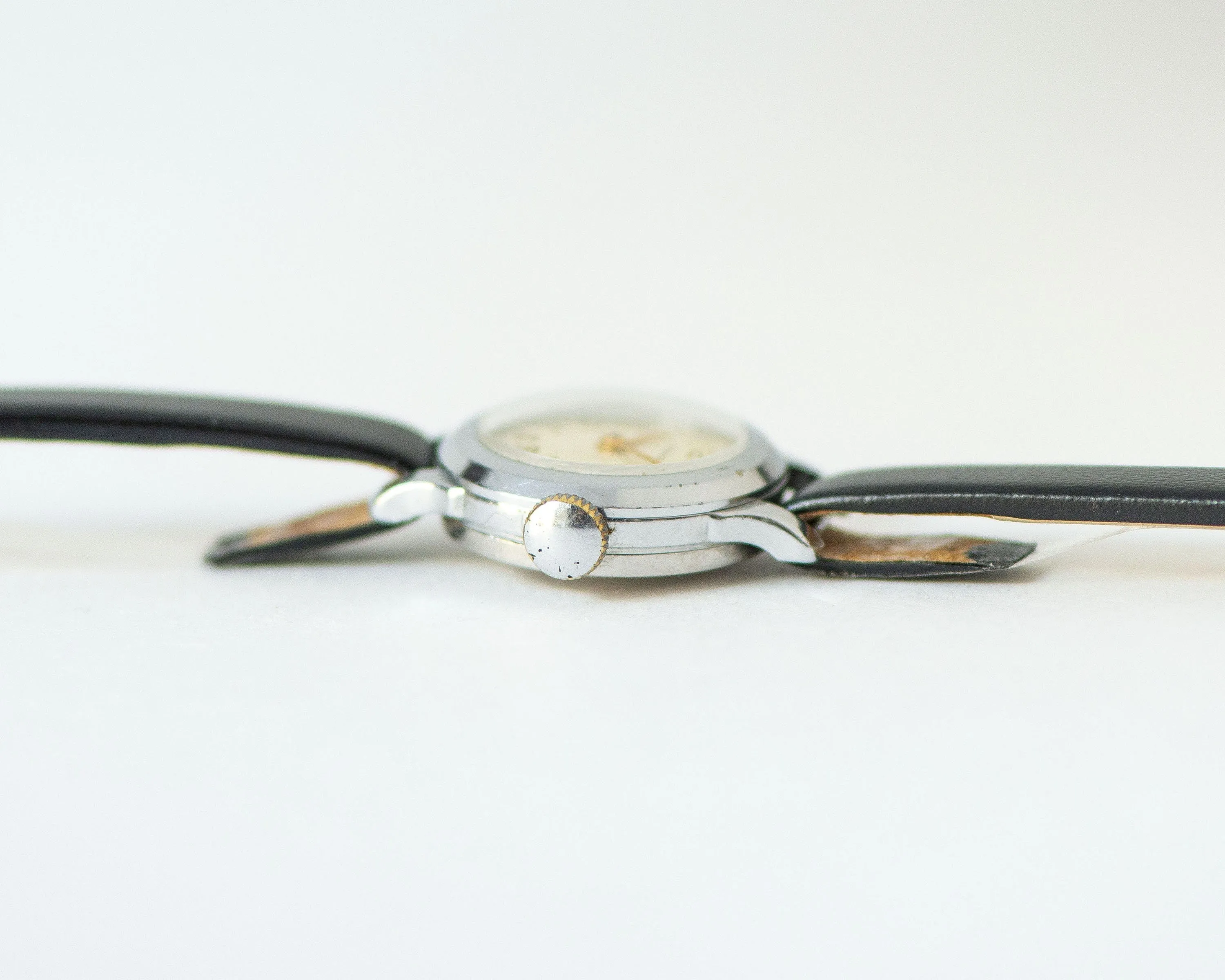 Vintage women watch classic silver shade Seagull, micro lady watch delicate timepiece, petite jewelry her, new premium leather strap