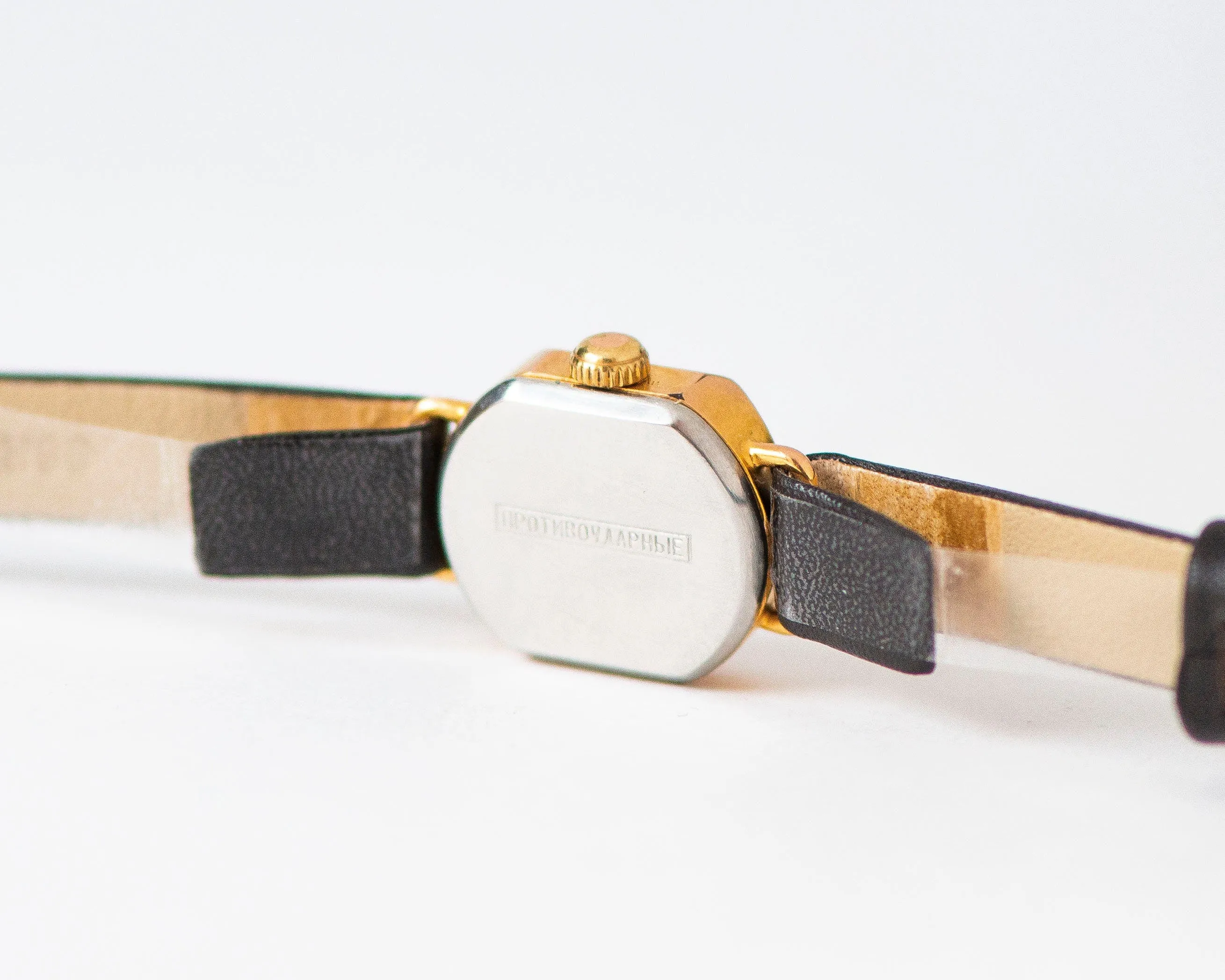 Vintage women's watch gold plated Dawn, lady wristwatch retro jewelry gift, limited edition lady watch simple, new premium leather strap