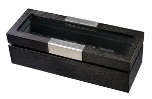 Volta Charcoal Wood Finish 6 Watch Case with See Through Top