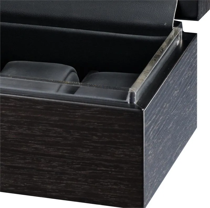 Volta Charcoal Wood Finish 6 Watch Case with See Through Top