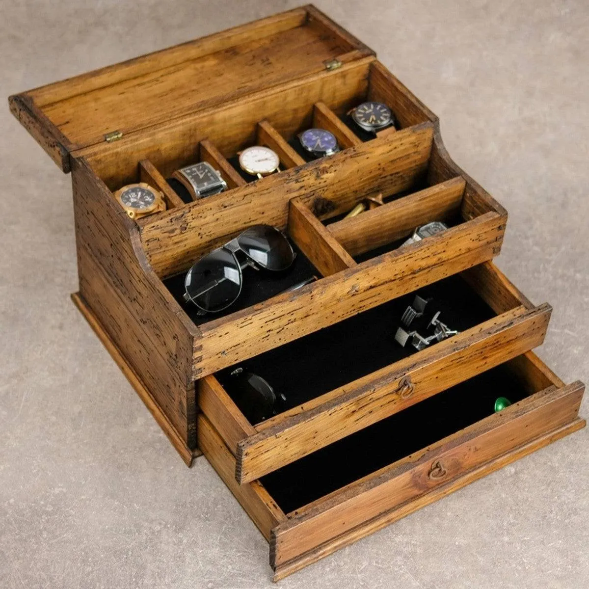Watch Box Valet Box with Double Drawer N.5