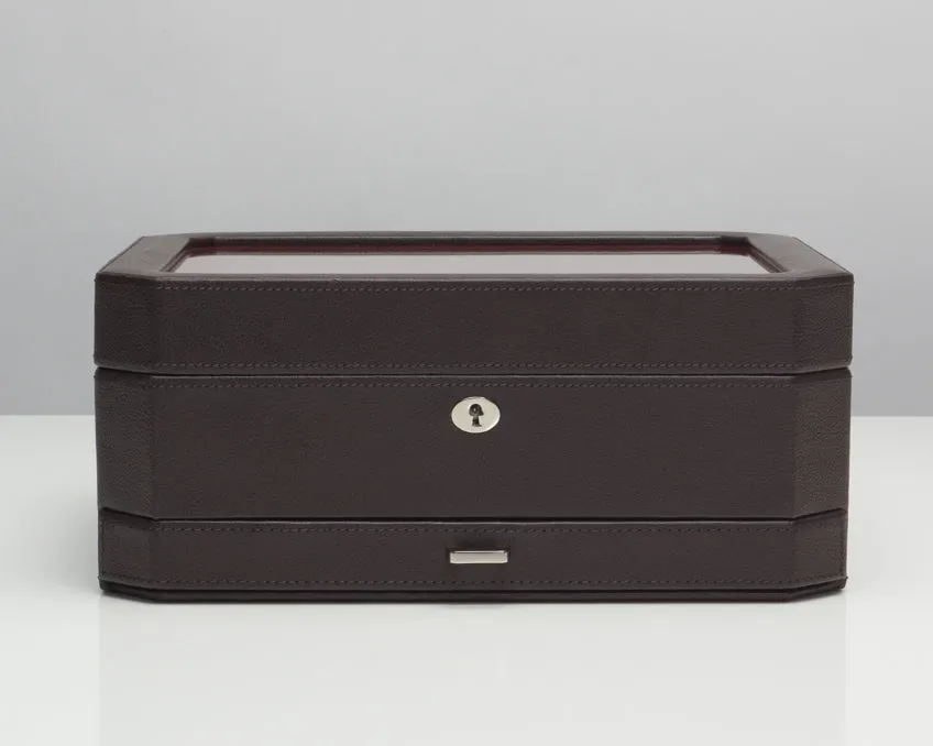Windsor 10 Piece Watch Box with Drawer (Brown/Orange)