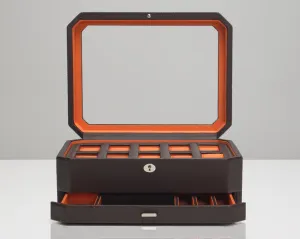 Windsor 10 Piece Watch Box with Drawer (Brown/Orange)