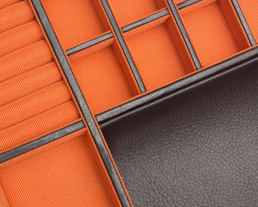 Windsor 10 Piece Watch Box with Drawer (Brown/Orange)
