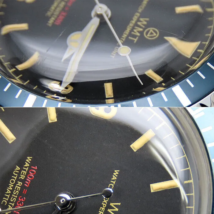 WMT Watch Sea Diver Vintage Style Men's Automatic Black Dial Used in Japan