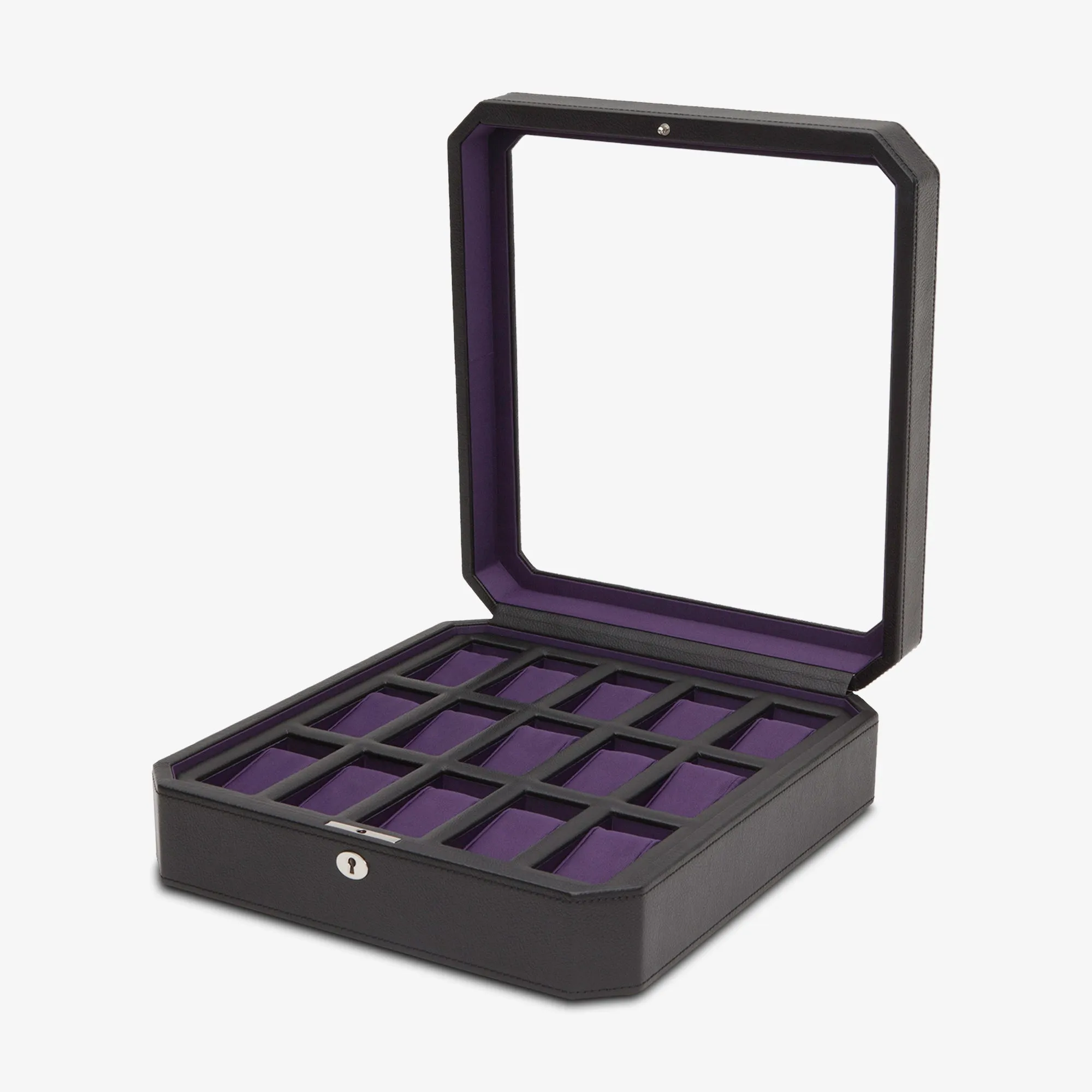 Wolf 1834 Windsor Black Leather 15 Piece Watch Box 458503