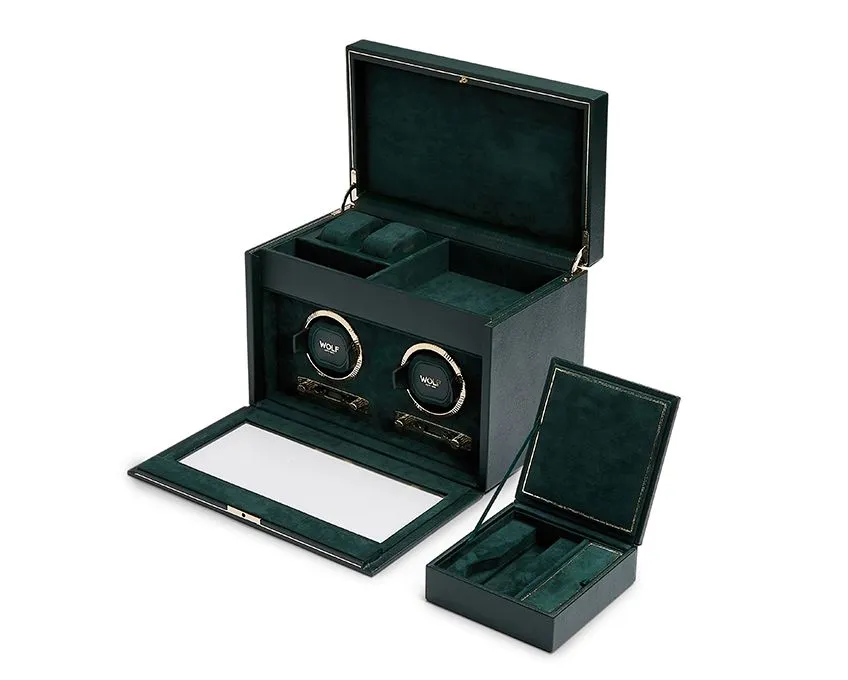WOLF British Racing Double Watch Winder with Storage - Green