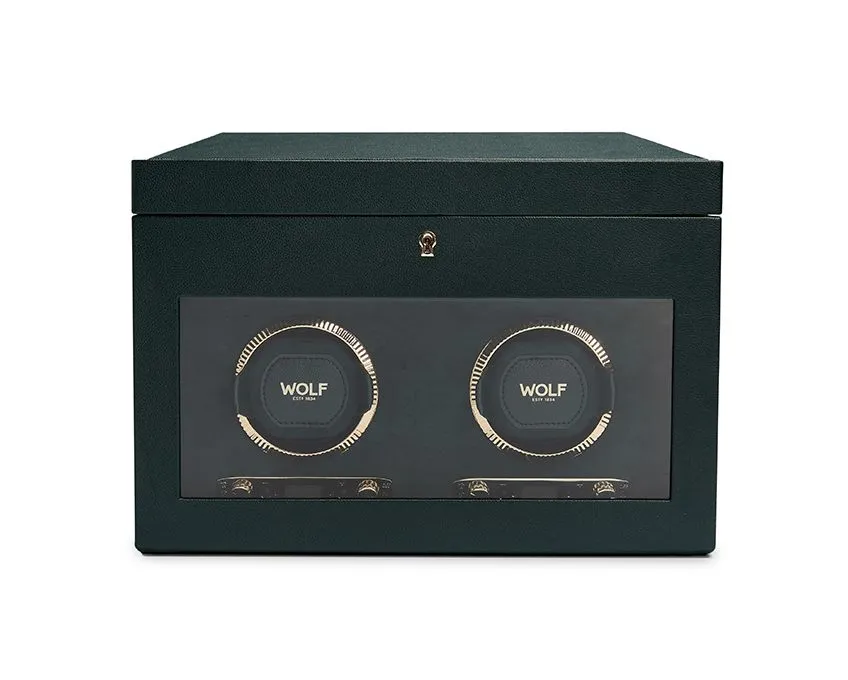 WOLF British Racing Double Watch Winder with Storage - Green