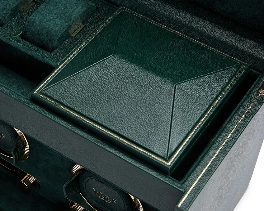 WOLF British Racing Double Watch Winder with Storage - Green