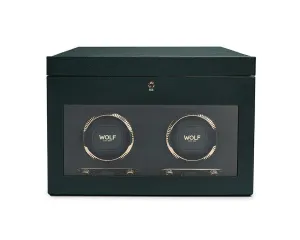 WOLF British Racing Double Watch Winder with Storage - Green