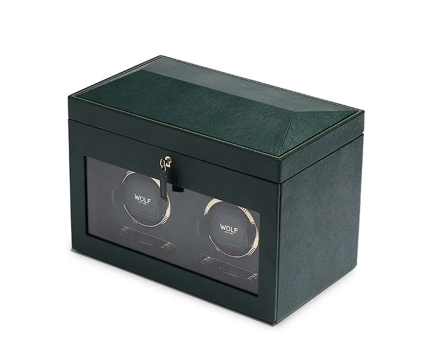 WOLF British Racing Double Watch Winder with Storage - Green