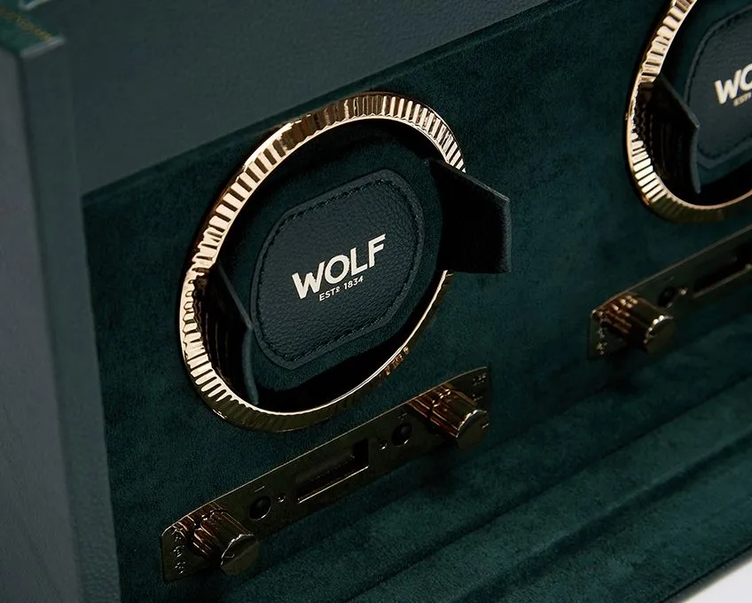 WOLF British Racing Double Watch Winder with Storage - Green