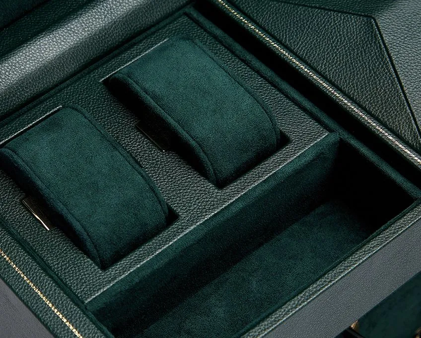 WOLF British Racing Double Watch Winder with Storage - Green