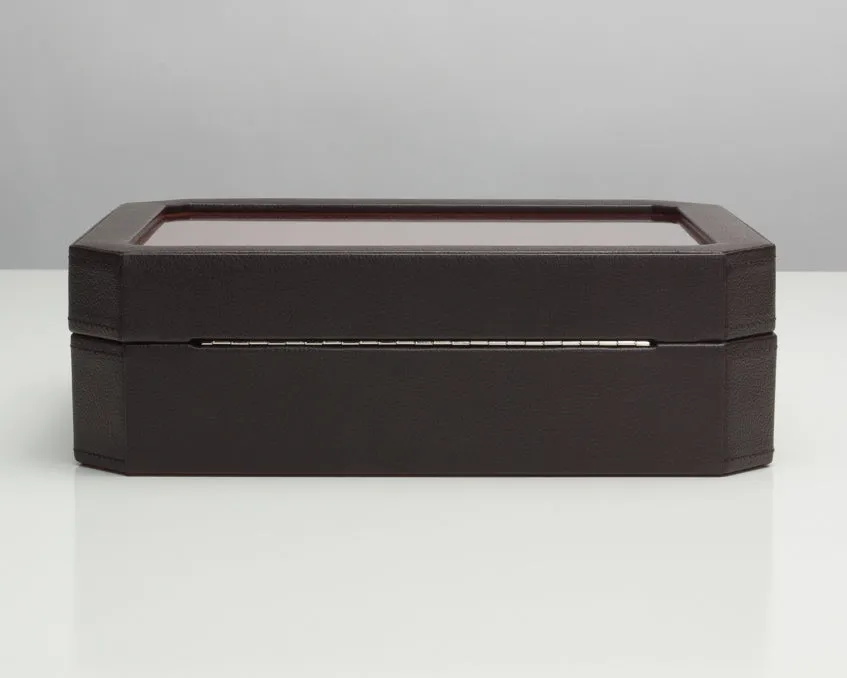 WOLF Windsor 10 Piece Watch Box with Cover (Brown/Orange)
