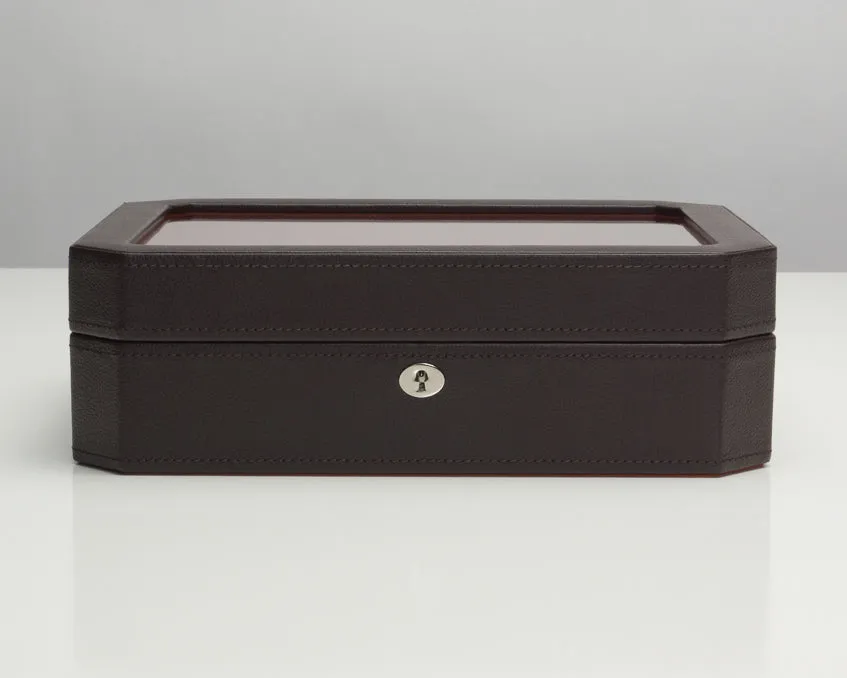 WOLF Windsor 10 Piece Watch Box with Cover (Brown/Orange)