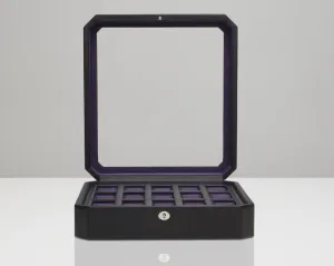 WOLF Windsor 15 Piece Watch Box (Black/Purple)