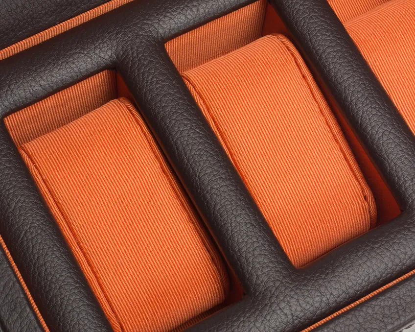 WOLF Windsor 5 Piece Watch Box with Cover (Brown / Orange)