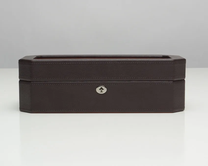 WOLF Windsor 5 Piece Watch Box with Cover (Brown / Orange)