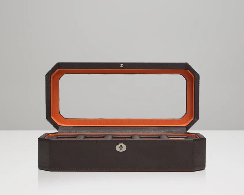 WOLF Windsor 5 Piece Watch Box with Cover (Brown / Orange)