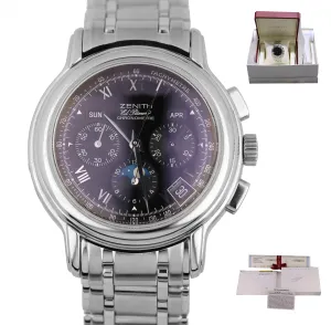 Zenith El Primero 02.0240.410 Chronomaster T Moon Black Dial SS/SS Box & Papers