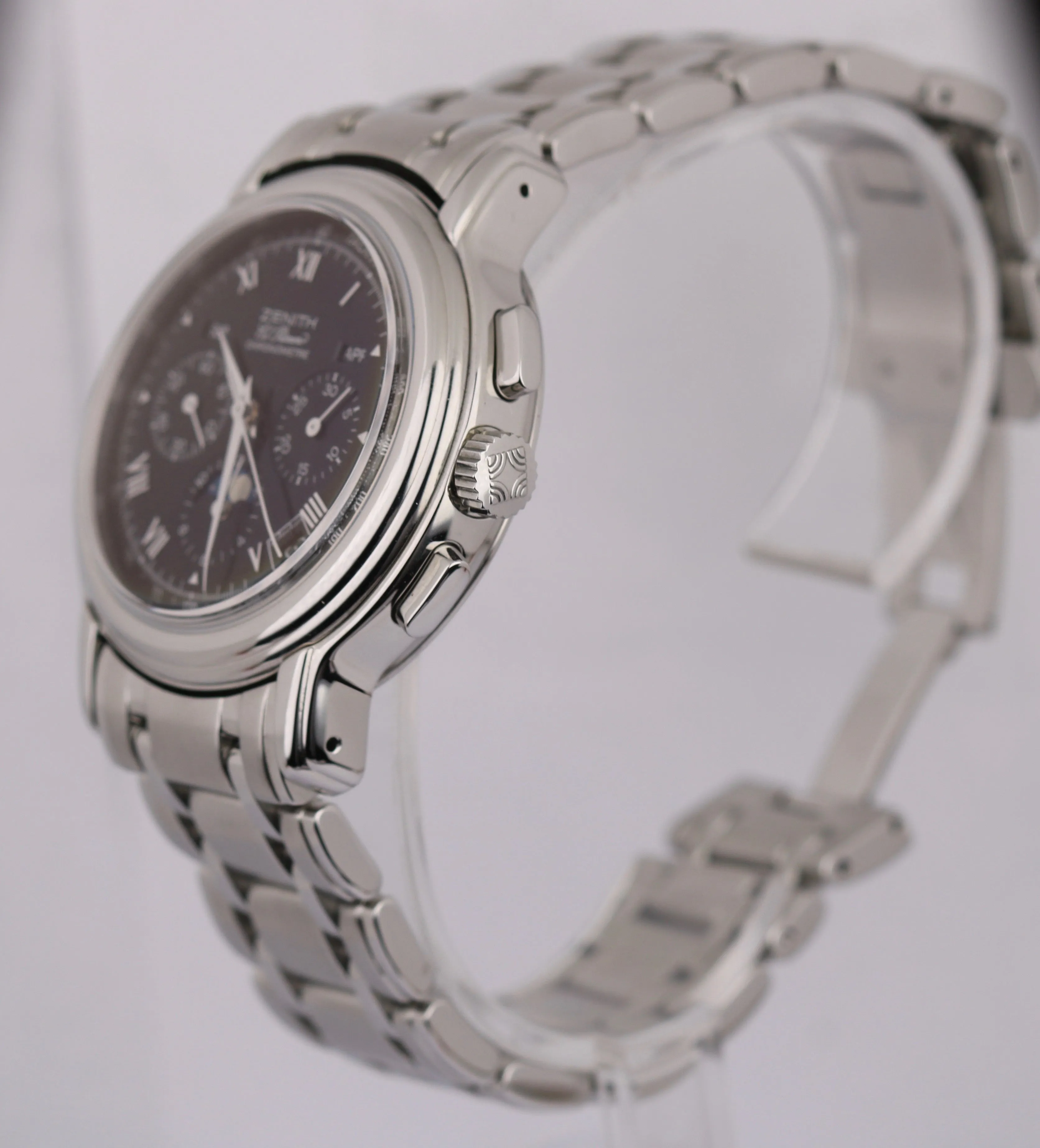 Zenith El Primero 02.0240.410 Chronomaster T Moon Black Dial SS/SS Box & Papers